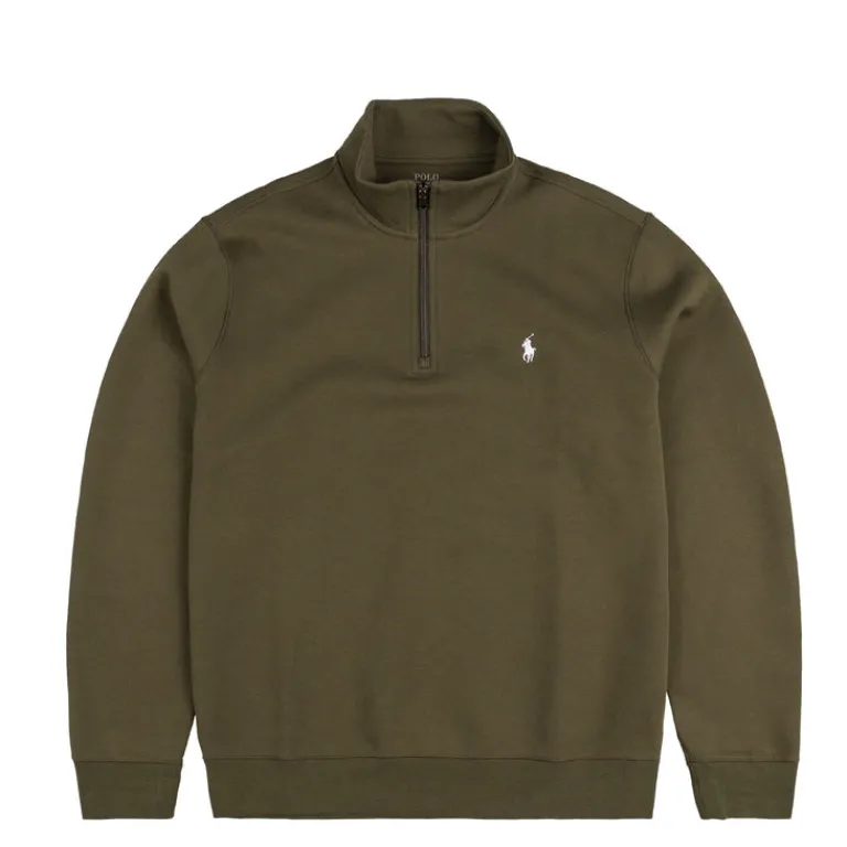 Crewnecks*Polo Ralph Lauren Double-Knit Quarter-Zip Pullover Company Olive