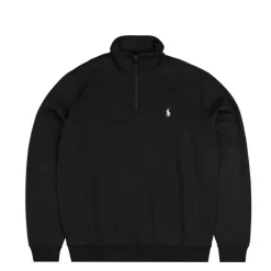 Crewnecks*Polo Ralph Lauren Double-Knit Quarter-Zip Pullover Polo Black