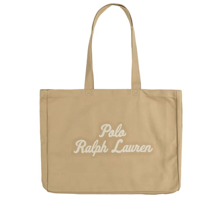 Taschen*Polo Ralph Lauren Embroidered Canvas Tote Bag Tan
