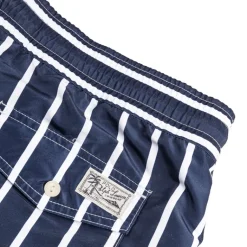 Shorts*Polo Ralph Lauren Traveler Slim Fit Swimming Trunk Blue Vertical Wide Stripe)