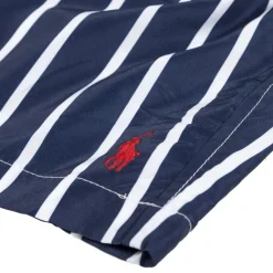 Shorts*Polo Ralph Lauren Traveler Slim Fit Swimming Trunk Blue Vertical Wide Stripe)