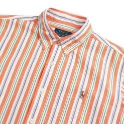 Hemden*Polo Ralph Lauren Custom Fit Striped Oxford Shirt Orange / White Multi