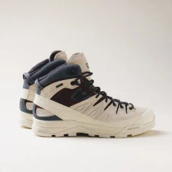 Leder Sneaker|Wasserdichte Sneaker*Salomon X-Alp Mid Leather GTX Almond Milk / Catawba Grape / Turbulence