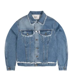 Jacken*Sefr Alvarez Denim Jacket Frayed Mid Blue
