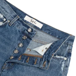 Hosen*Sefr Frayed Cut Jeans Dark River Blue