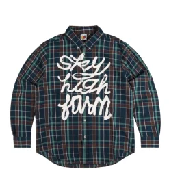 Hemden*Sky High Farm Universe Hybrid Button Down Shirt Woven Knit Blue