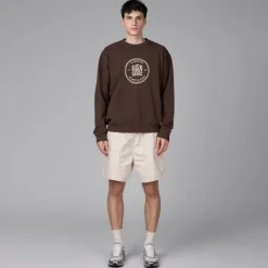 Crewnecks*Sporty & Rich Bristol Crest 100th Crewneck Chocolate Cream
