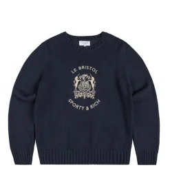 Knitwear*Sporty & Rich Bristol Crest Knitted Sweater Navy Cream