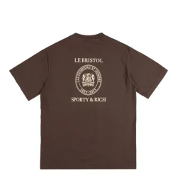 T-Shirts*Sporty & Rich Crest Seal 100th T Shirt Chocolate Cream