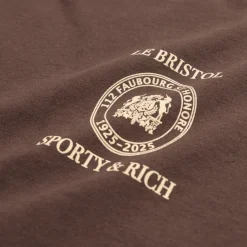 T-Shirts*Sporty & Rich Crest Seal 100th T Shirt Chocolate Cream