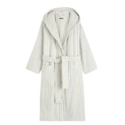 Pyjamas & Unterwäsche|Badezimmer*Tekla Hooded Bathrobe Soft Blue Stripes