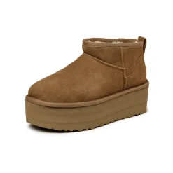 Leder Sneaker|Plateau Sneaker*Ugg Wmns Classic Ultra Mini Platform Chestnut