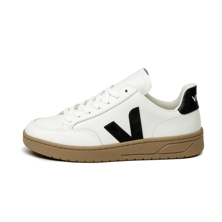 Weiße Sneaker*Veja V-12 Leather W Extra White / Black / Dune
