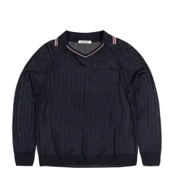 T-Shirts*Wales Bonner Roots Polo Shirt Navy / Pink